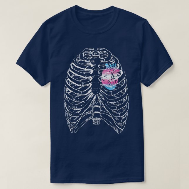 T-shirt Transgenre Anatomique Coeur Ribcage Trans Pride H (Design devant)