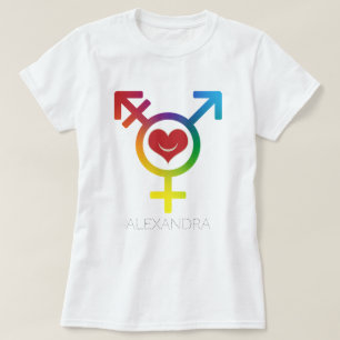 T-shirt Transgenre Rainbow Heart Smile Gay LGBT Nom