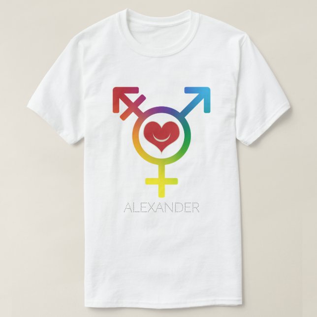 T-shirt Transgenre Rainbow Heart Smile Gay LGBT Personnali (Design devant)