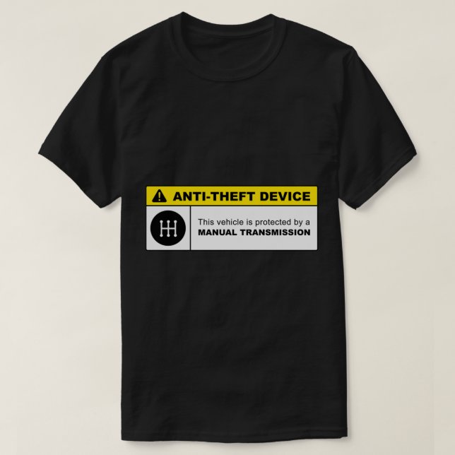 T-shirt Transmission manuelle de l'appareil anti-vol jaune (Design devant)