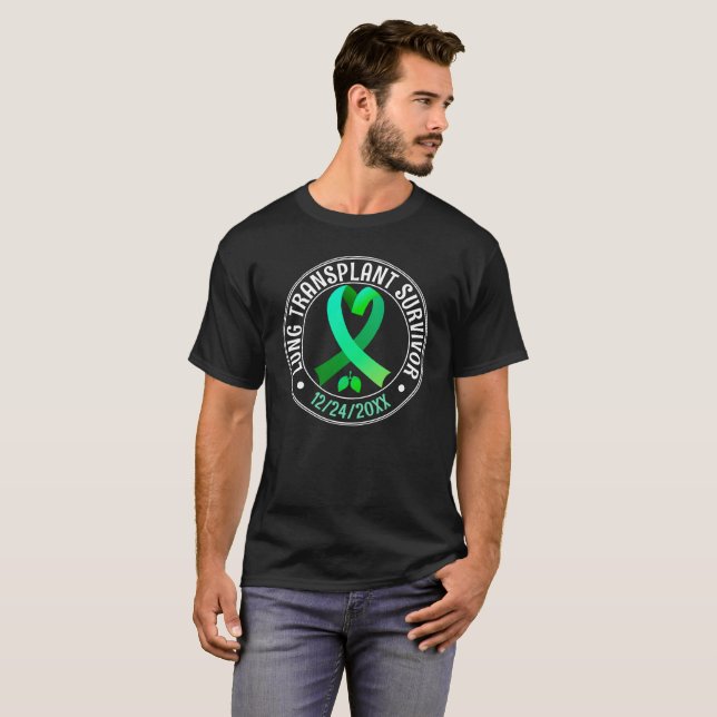 T-shirt Transplant pulmonaire Survivant Ribbon vert Person (Devant entier)