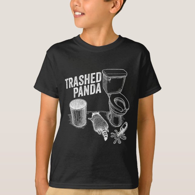 T-shirt Trashed Panda Funny Drunk Racoon  (Devant)