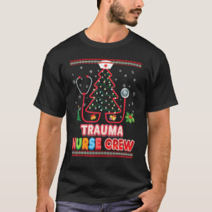 T-shirt Trauma Infirmière Crew Noël Arbre Stethoscope Sueu