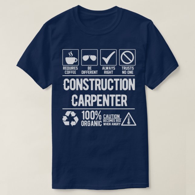 T-shirt Travail de charpentier de construction (Design devant)