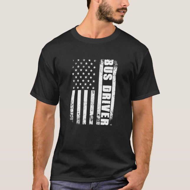 T-shirt Travail de conducteur de bus patriotique American  (Devant)