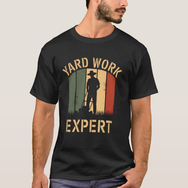 T-shirt Travail de cour Expert Rétro Lawn Mower Papa Papa  (Devant)