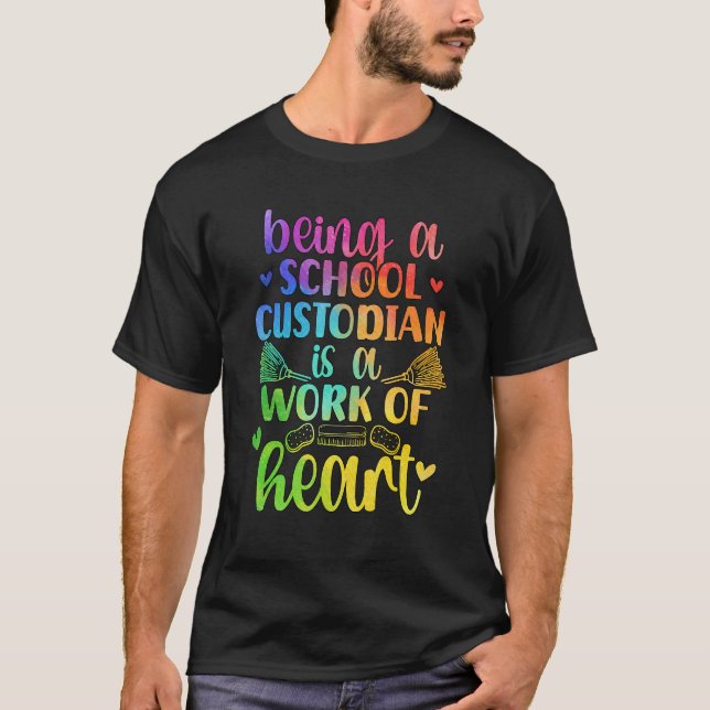 T-shirt Travail Du Gardien De L'École De Coeur Jour Du Jar (Devant)