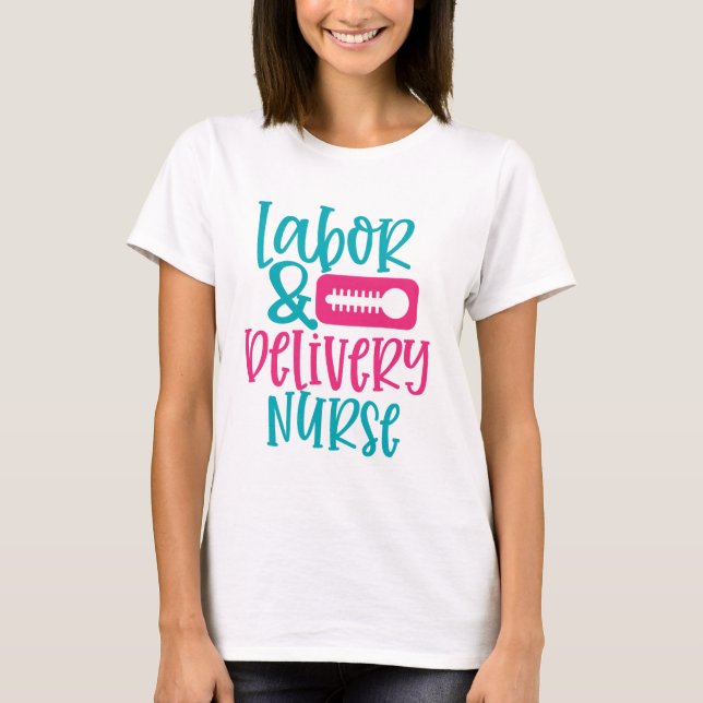 T-shirt Travail et livraison mignon Infirmière mot art (Devant)
