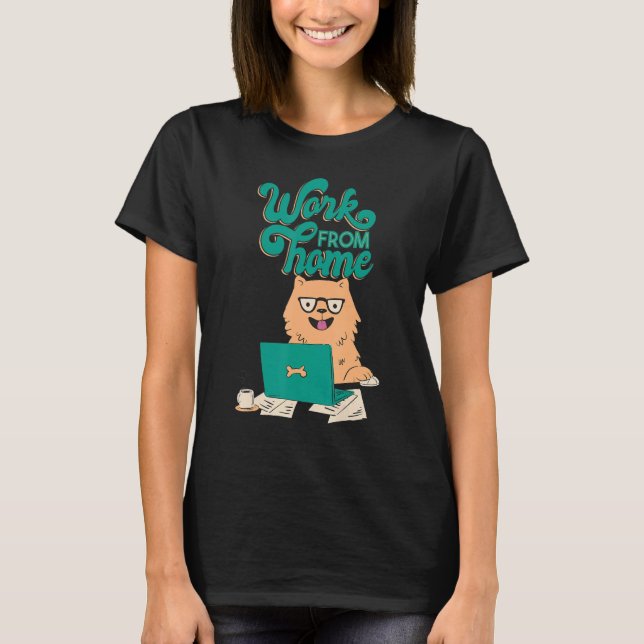 T-shirt travail freelance chien café souris mignon sourire (Devant)
