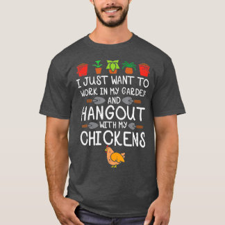 T-shirt Travailler Dans Mon Jardin Poulet De Jardin Poulet