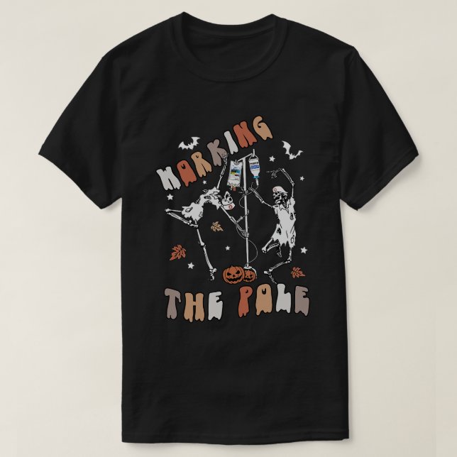 T-shirt Travailler Le Pôle Infirmière Skeleton Crna ICU In (Design devant)