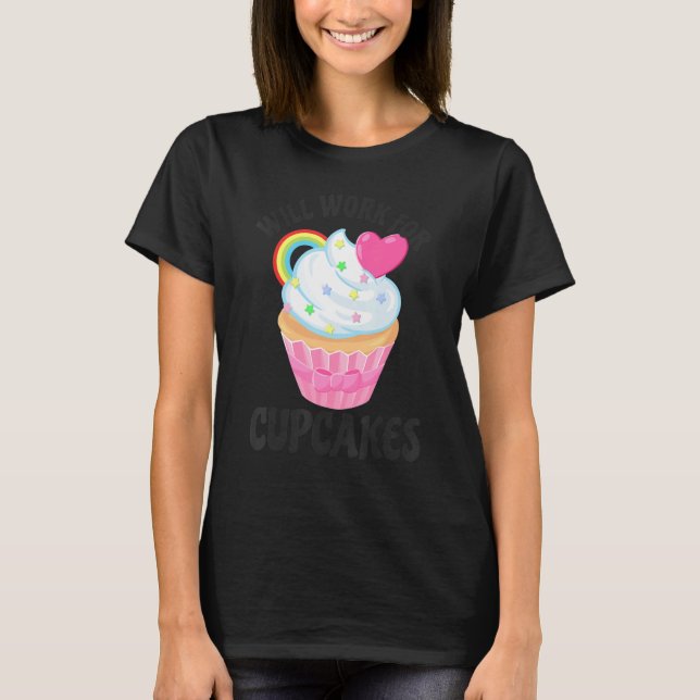 T-shirt Travaillera pour Cupcakes Retro (Devant)
