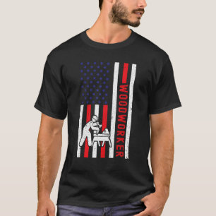T-shirt Travailleur du bois vintage Drapeau américain Char