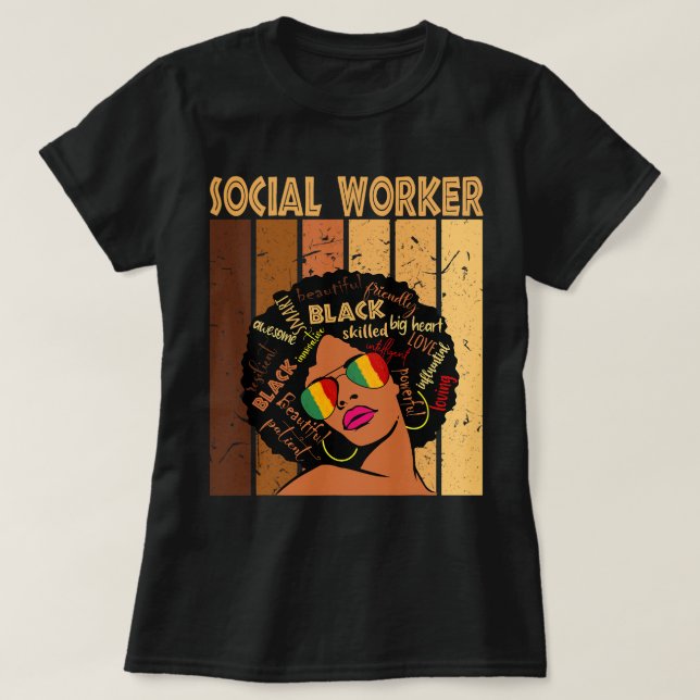 T-shirt Travailleur social Histoire noire afro-américaine  (Design devant)
