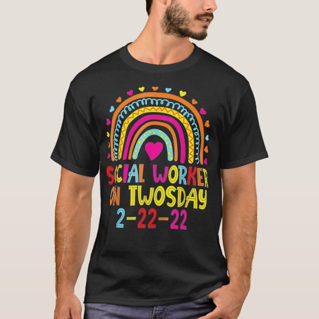 T-shirt Travailleur Social Le Jeudi 2222022 Drôle Février  (Devant)