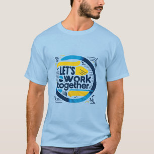 T-shirt Travaillons ensemble avec des hommes bleu marine