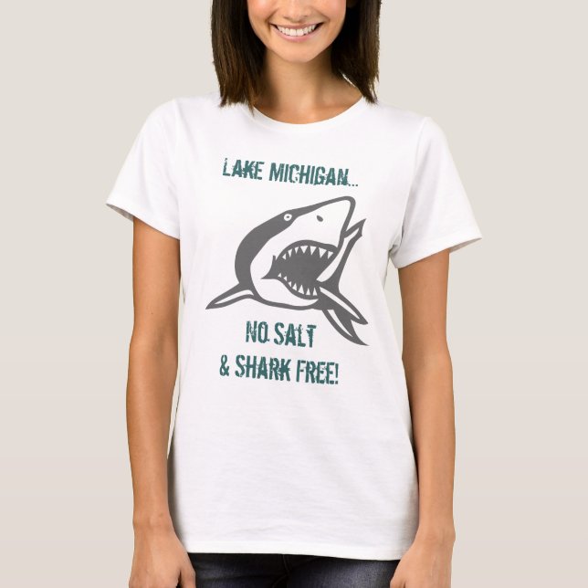 T-shirt Travel Swim Lake Michigan Pas de sel et de requin  (Devant)