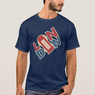 T-shirt Travel World Villes Londres Blue Red Phone Box Pap
