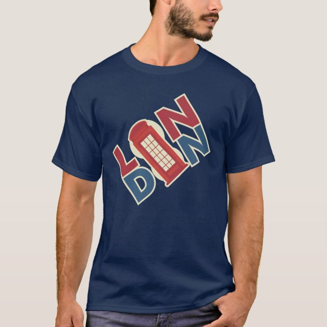 T-shirt Travel World Villes Londres Blue Red Phone Box Pap (Devant)