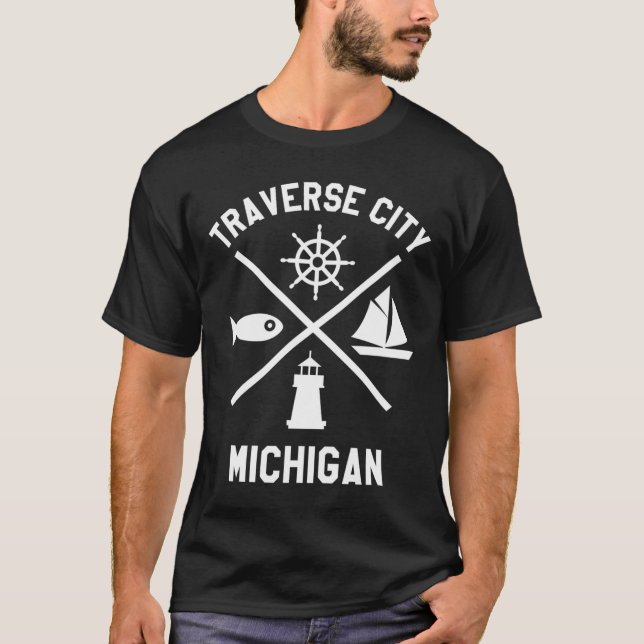 T-shirt Traverse City Nord du Michigan La voilière à voile (Devant)
