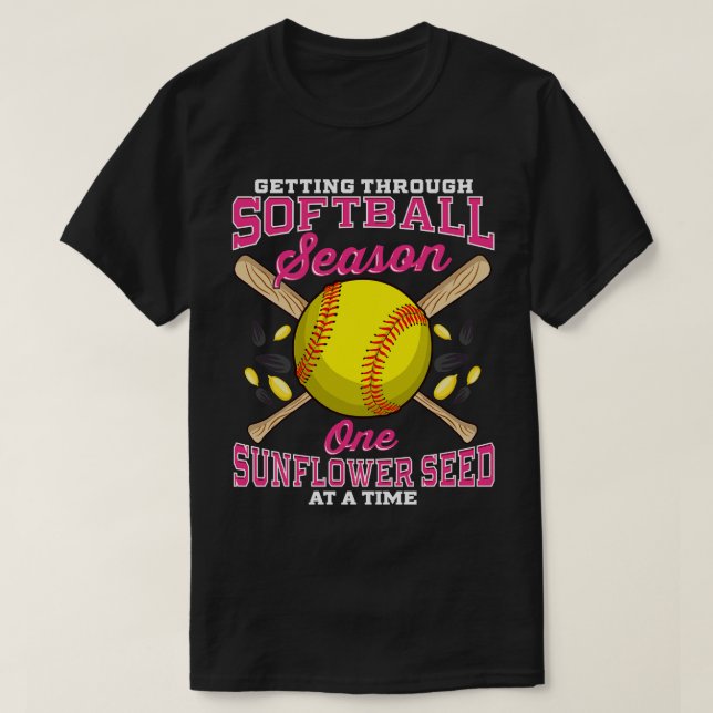 T-shirt Traverser Le Softball Une Graine De Tournesol À Un (Design devant)