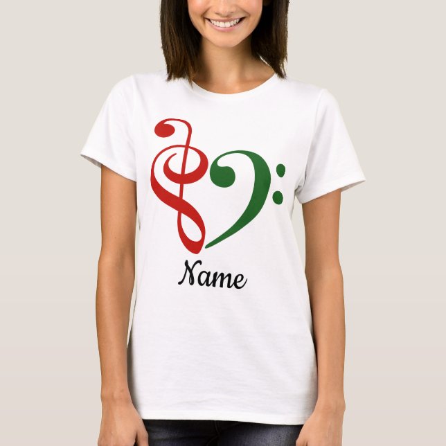 T-shirt Treble Clef Bass Clef Heart Holiday Customisé (Devant)