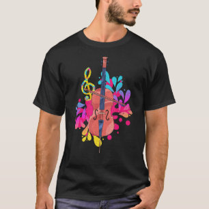 T-shirt Treble Clef Cellist Colorful Musical Instrument Ce