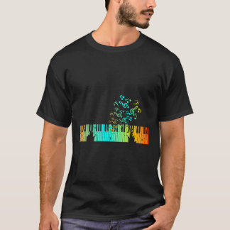 T-shirt Treble Clef Piano Player Cadeau Rainbow Piano