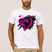 Treble et Bass Clef Coeur de musique Fuchsia