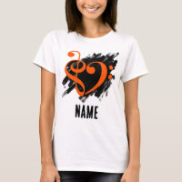 Treble et Bass Clef Heart Orange personnalisable
