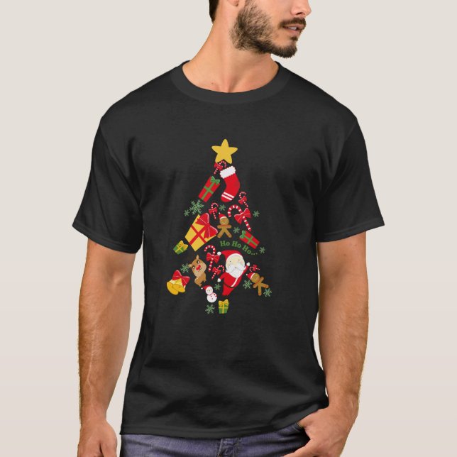 T-shirt tree Christmas holiday gift funny Santa  (Devant)
