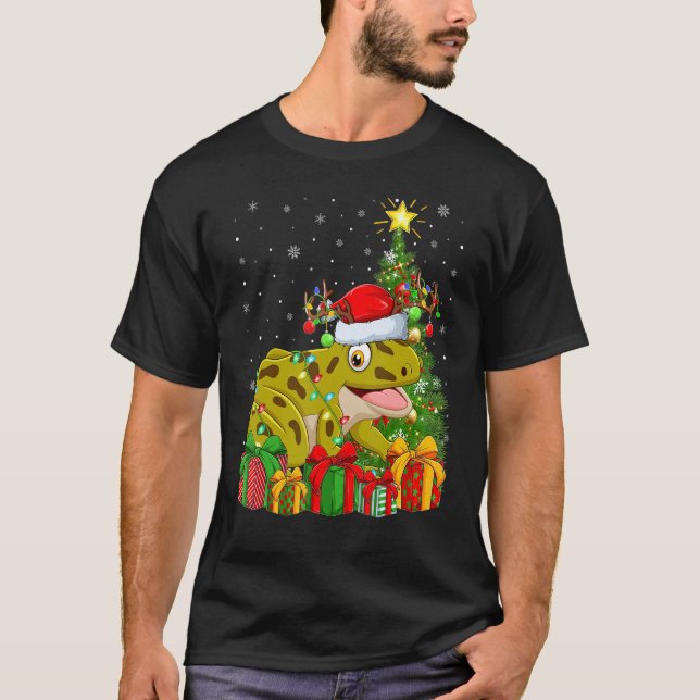 T-shirt Tree Frog   Xmas Holiday Santa Tree Frog Christmas (Devant)