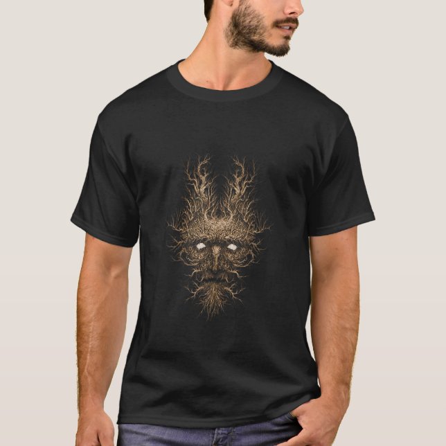 T-shirt Tree Man Face Magic Myth Fear Elderly Aged Eye Nos (Devant)