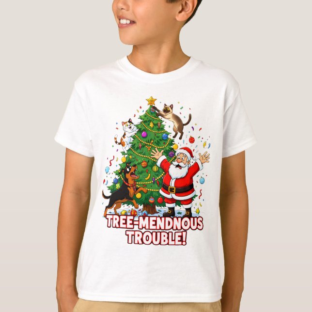 T-shirt Tree-mendous Trouble: Santa’s Chaotic Christmas Cr (Devant)