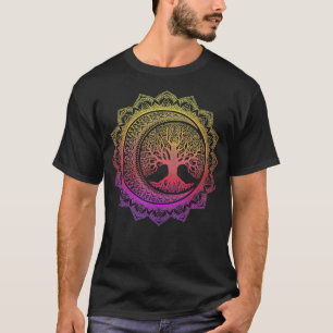 T-shirt Tree of Life Cresent Moon Phases Floral Mandala Yo