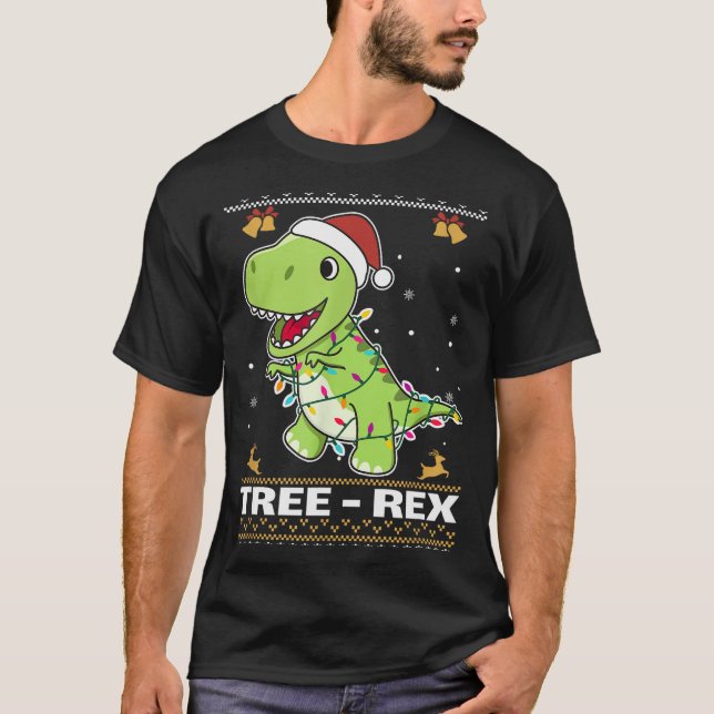 T-shirt Tree Rex Funny Tyrannosaurus Rex Christmas Pun  (Devant)