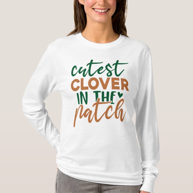 T-shirt Trèfle le plus mignon dans le patch St Patrick's-6 (Devant)