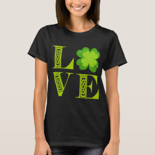 T-shirt Trèfle vert irlandais Nœud celtique AMOUR