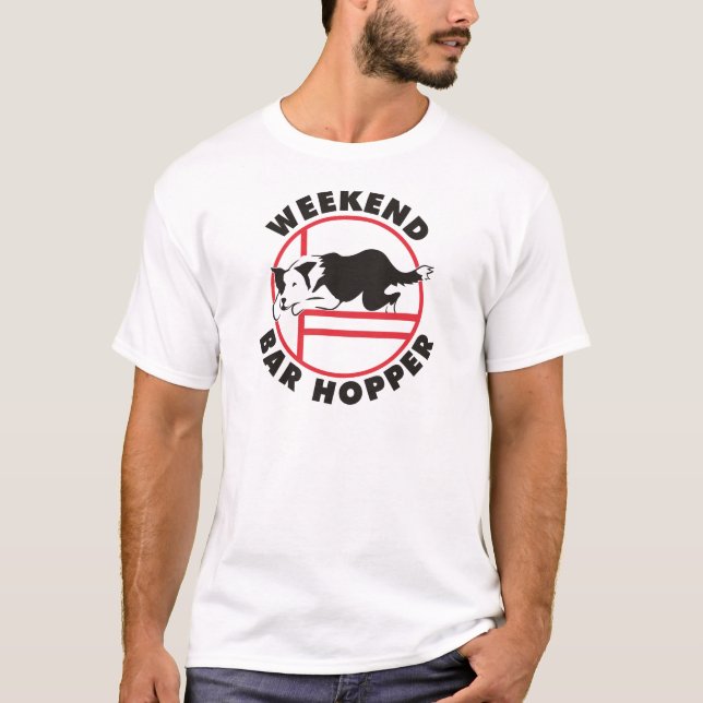 T-shirt Trémie de barre de week-end d'agilité de border (Devant)