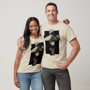 T-shirt Trend Art Abstrait Noir Blanc Or