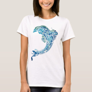 T-shirt Trending Turquoise Dolphin Tattoo Abstrait Art