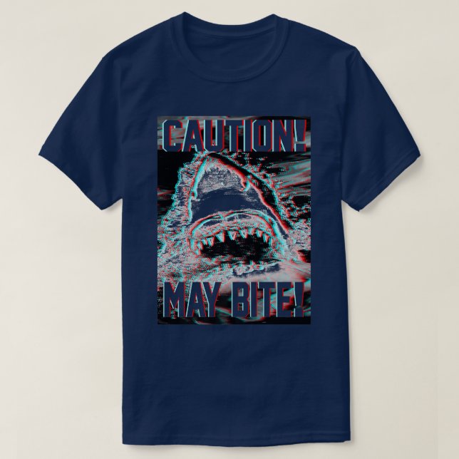 T-shirt Trendy Graphic Shark Attack Attention mai Bite (Design devant)