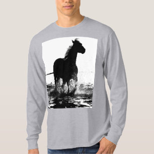 T-shirt Trendy Grey Moderne Runse Horse Pop Art Modèle