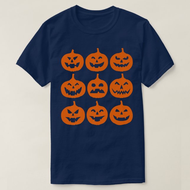 T-shirt Trendy Jack O Lantern Halloween Grid  (Design devant)