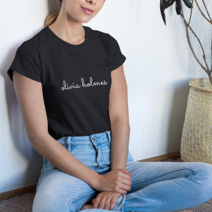 T-shirt Trendy Monogram   Name de script noir moderne