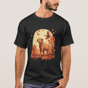 T-shirt Trendy Pitbull Feuilles D'automne Chien De Jour De