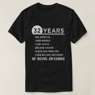 T-shirt trente-deuxième Chemise d'anniversaire cadeaux