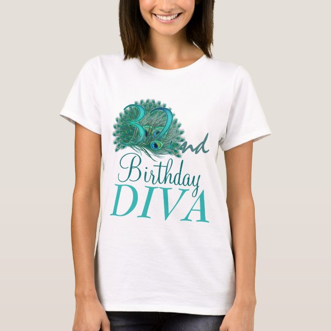 T-shirt trente-deuxième Chemises de diva d'anniversaire (Devant)