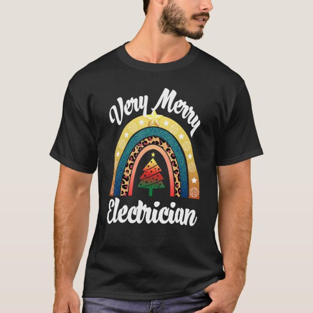 T-shirt Très Joyeux Electricien Rainbow Women Profession L (Devant)