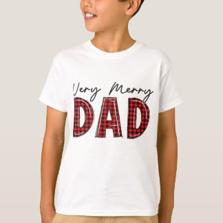 T-shirt Très Joyeux Papa Red Buffalo Plaid Famille Noël